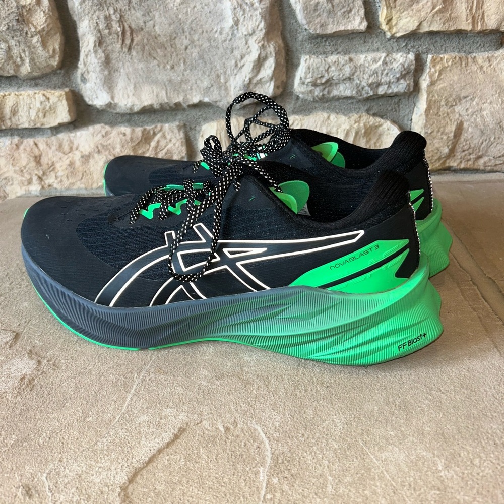 ASICS Black and Neon Green Running Shoes